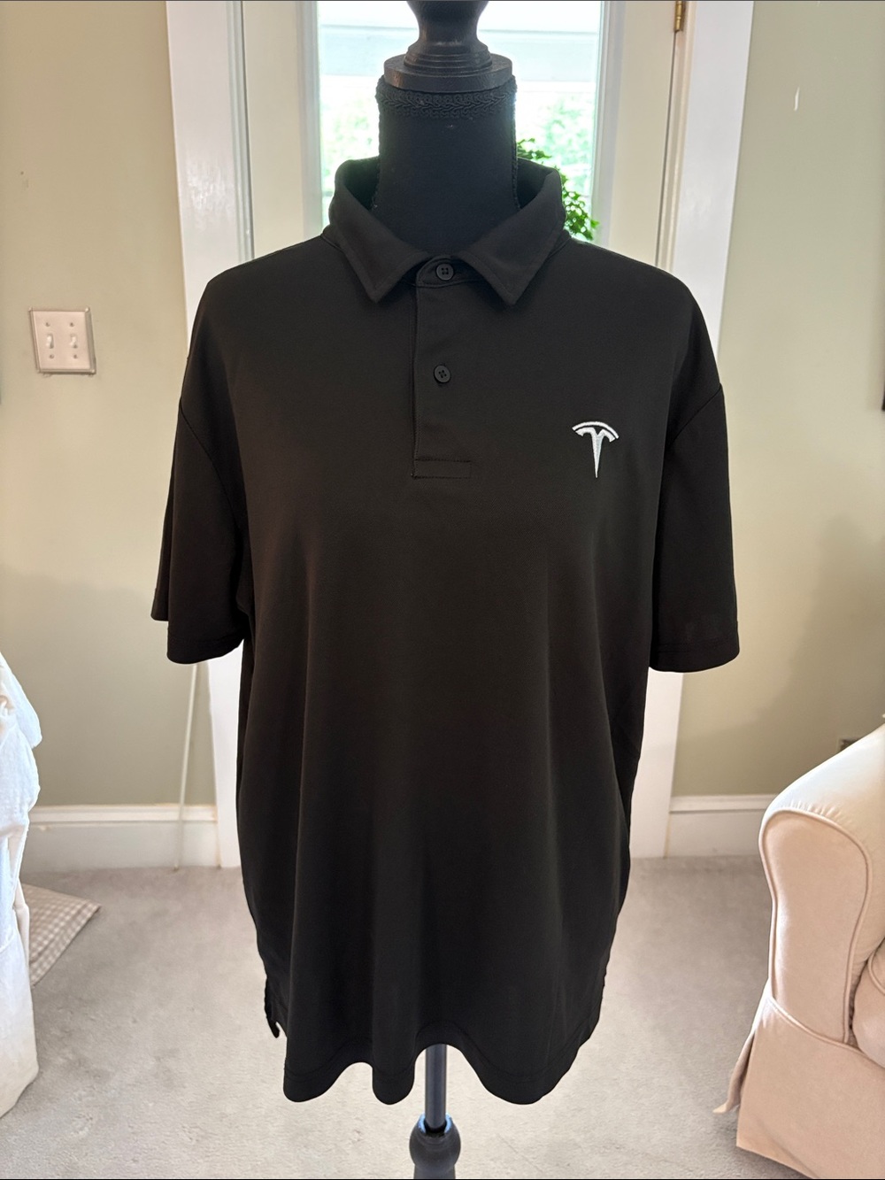 Tesla Black Polo with White Logo